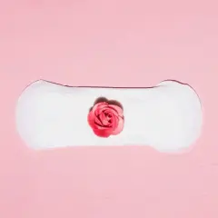 Delikatne plamienie implantacyjne, symbolizujące początek nowego życia, przedstawione na różowym tle z różą.