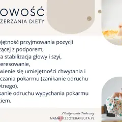 Gotowość do rozszerzania diety: dziecko siedzi, stabilizuje głowę, interesuje się jedzeniem, chwyta i puszcza pokarm, zanika odruch wypychania językiem.