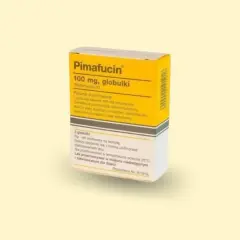 Opakowanie leku Pimafucin 100 mg globulki dopochwowe. Stosowany w leczeniu infekcji.