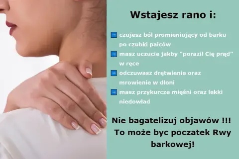 Ból promieniujący od barku, drętwienie ręki, mrowienie w dłoni – to mogą być objawy rwy barkowej. Nie ignoruj ich!
