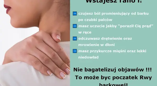 Ból promieniujący od barku, drętwienie ręki, mrowienie w dłoni – to mogą być objawy rwy barkowej. Nie ignoruj ich!