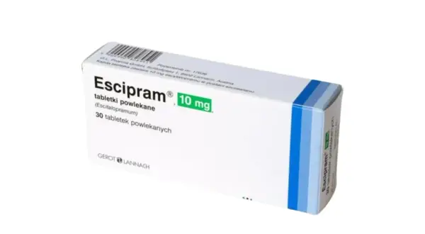 Opakowanie leku Escipram 10 mg, zawierające 30 tabletek powlekanych.