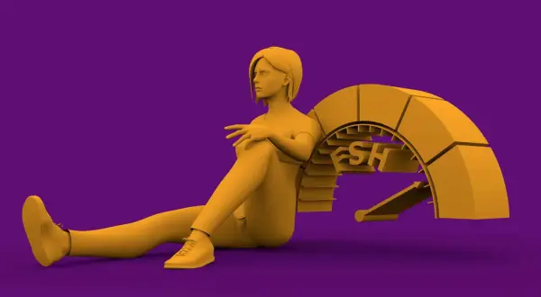 Żółta postać siedzi obok wskaźnika z napisem "FSH". Czy to badanie jest dla Ciebie?