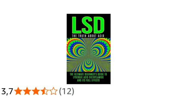 Okładka książki "LSD: Prawda o kwasie" z psychodelicznym wzorem i oceną 3,7 gwiazdki.