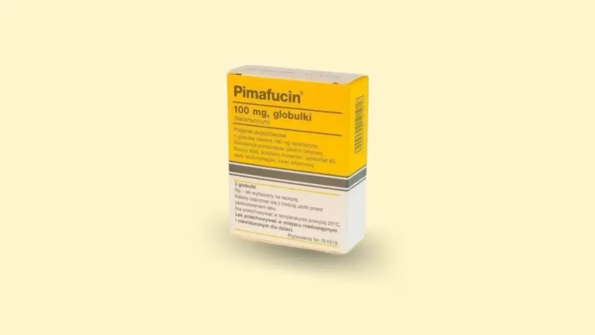 Opakowanie leku Pimafucin 100 mg globulki dopochwowe. Stosowany w leczeniu infekcji.