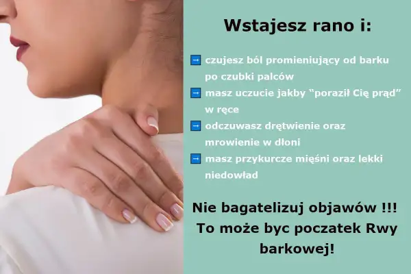 Ból promieniujący od barku, drętwienie ręki, mrowienie w dłoni – to mogą być objawy rwy barkowej. Nie ignoruj ich!