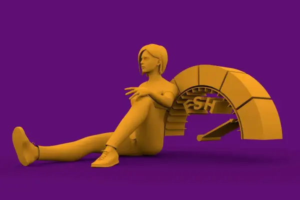 Żółta postać siedzi obok wskaźnika z napisem "FSH". Czy to badanie jest dla Ciebie?
