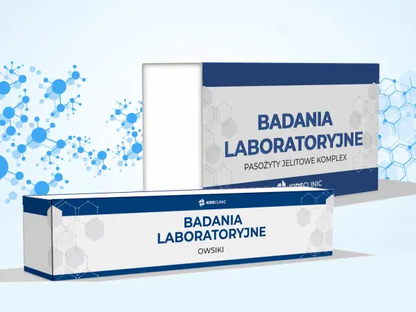 Zestawy do badań laboratoryjnych "Pasożyty jelitowe" i "Owsiki" od Kidsclinic. Pomoc w diagnostyce i odrobaczaniu ludzi.