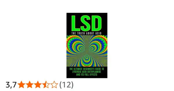 Okładka książki "LSD: Prawda o kwasie" z psychodelicznym wzorem i oceną 3,7 gwiazdki.
